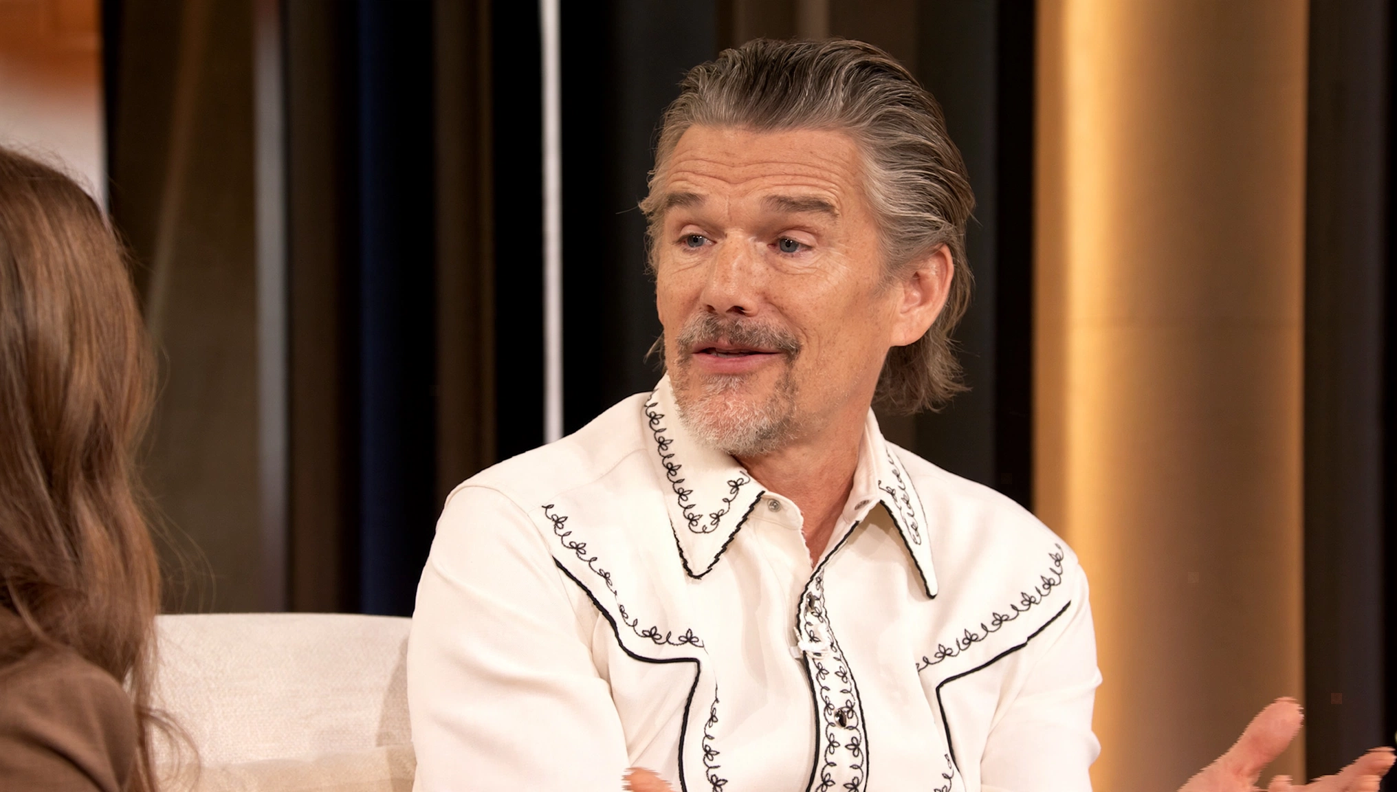 Ethan Hawke Talks Tommy Lee Jones and The Strokes with Drew Barrymore